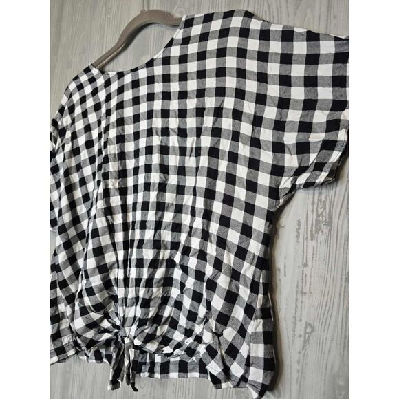 Madewell Black White Gingham Check Button Back Tie Front Blouse XL – Cottagecore - Picture 6 of 7